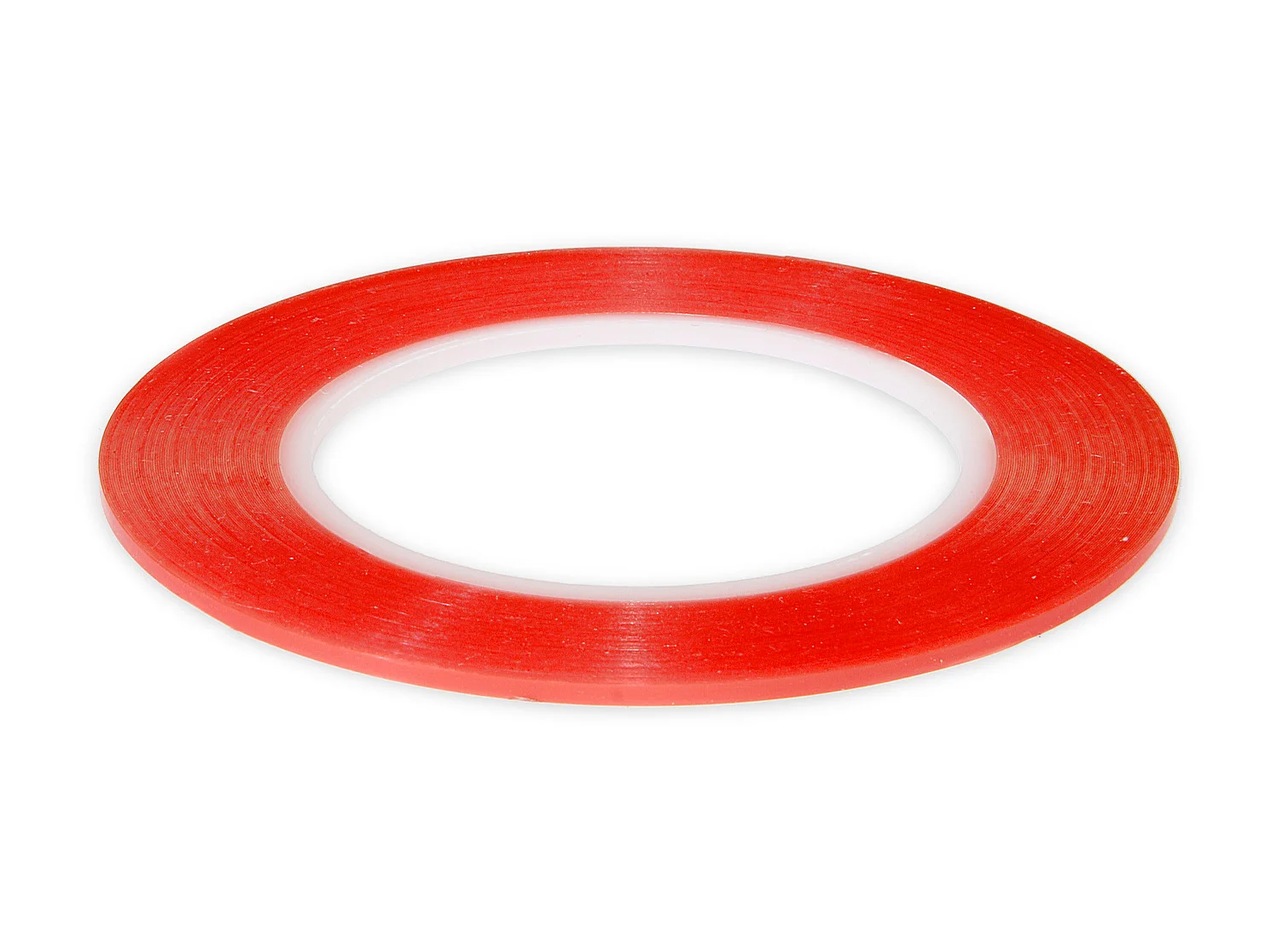 CINTA ADHESIVA DOBLE CARA - ROJA TRASLUCIDA - DE 2MM