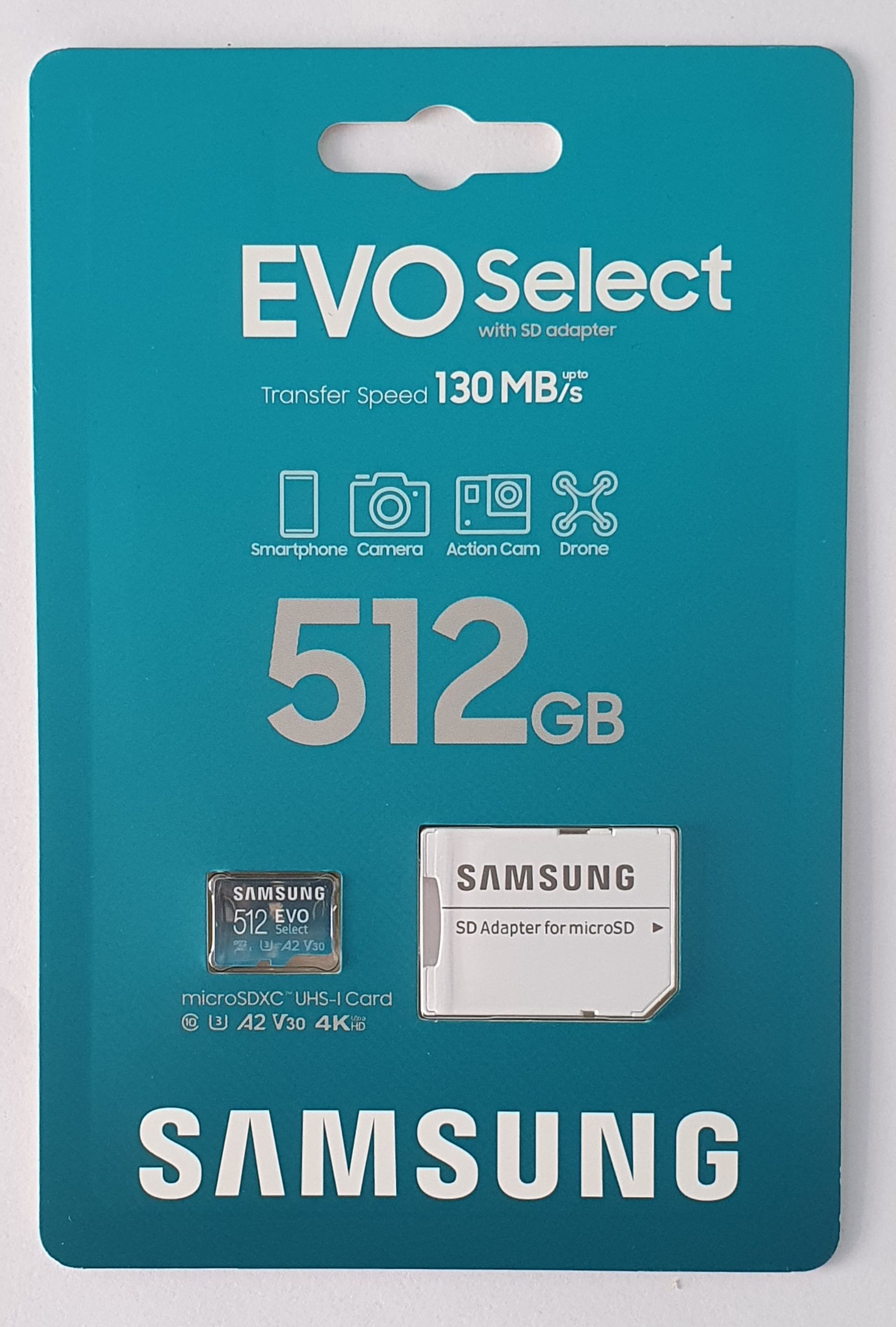 MEMORIA MICRO SD SAMSUNG EVO SELECT 512GB + ADAPTADOR MICRO SD XC