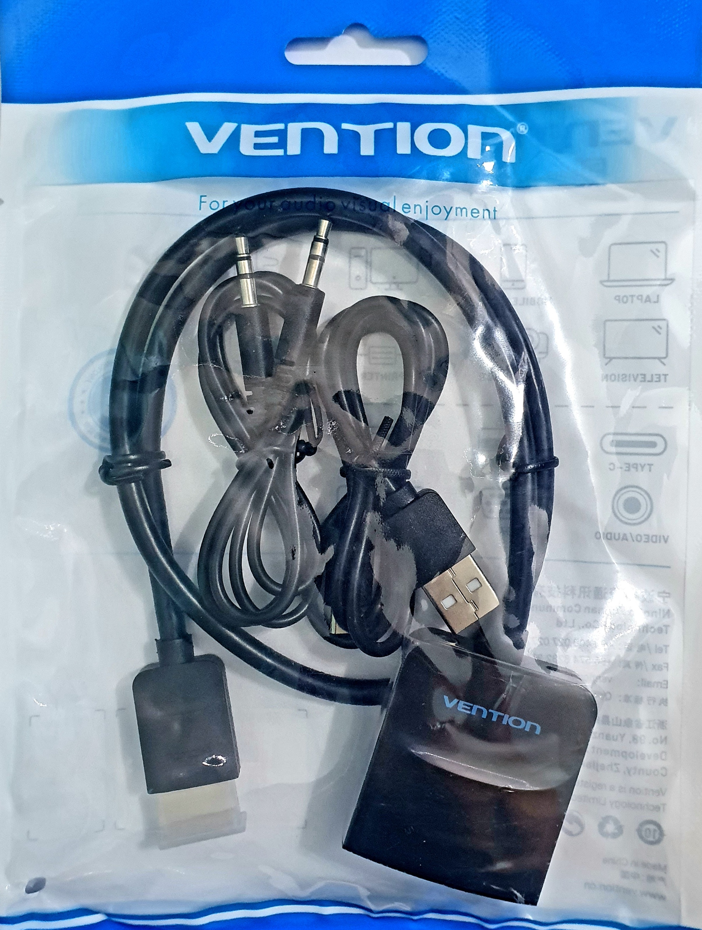 ADAPTADOR VENTION CONVERTIDOR HDMI A VGA CON AUDIO AUXILIAR