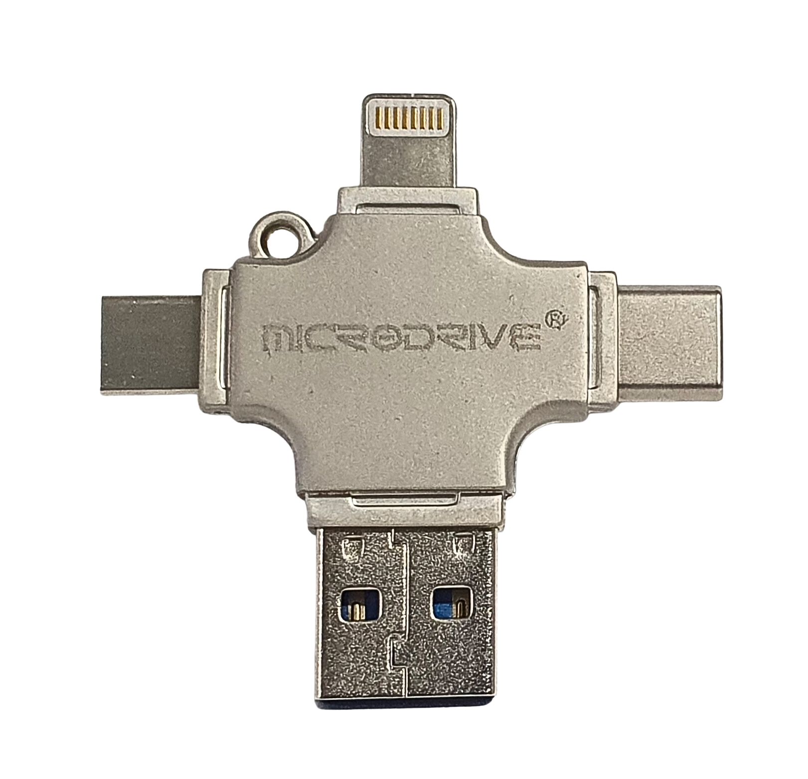 Adaptador 4 en 1 Flash Drive USB 3.0 + USB-C + Lightning + V8 + lector de tarjeta TF OTG