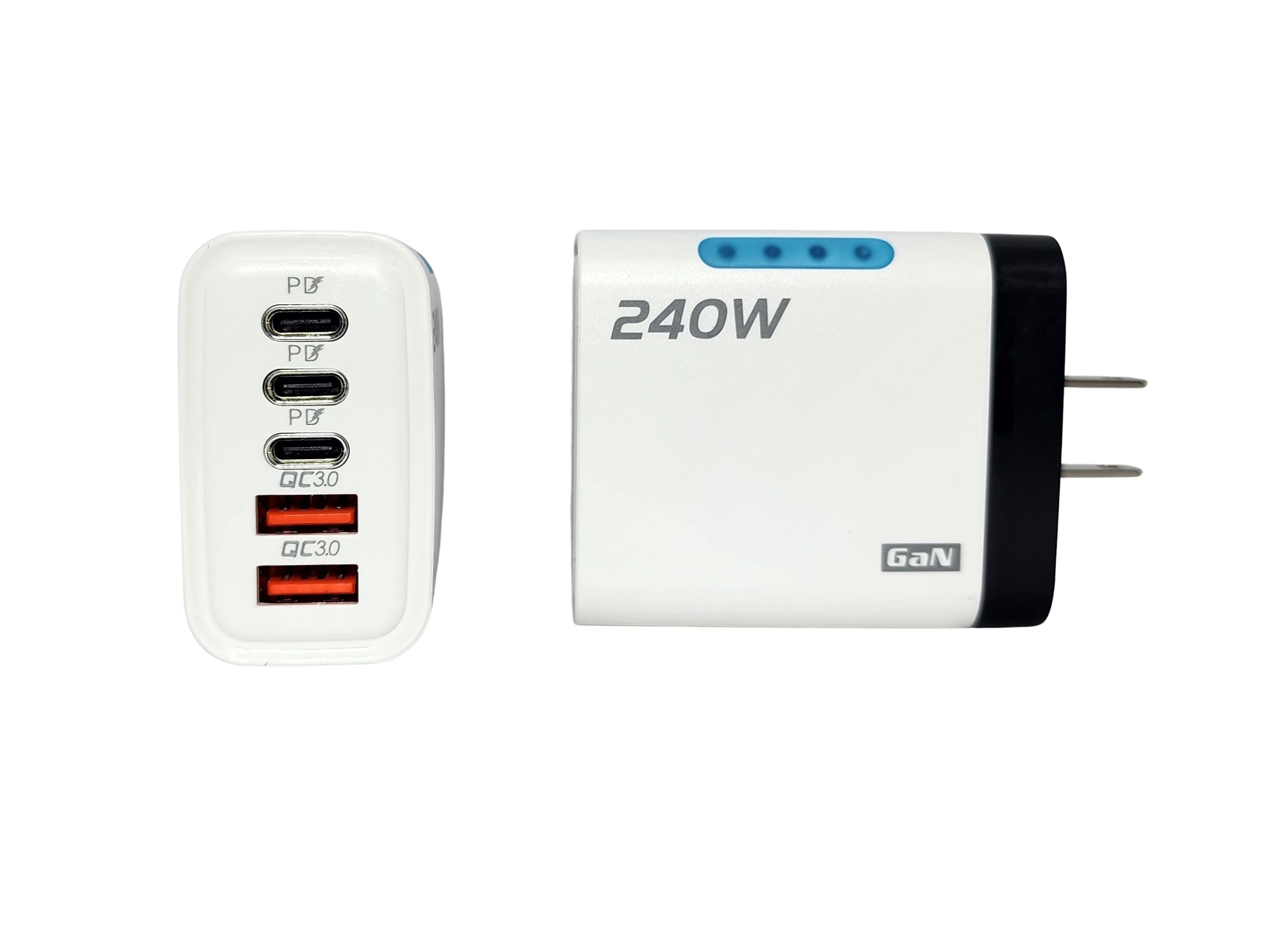 CARGADOR TIPO C 5 EN 1 240W DE CARGA RAPIDA PARA iPHONE SAMSUNG XIAOMI GAN BLANCO NUEVO