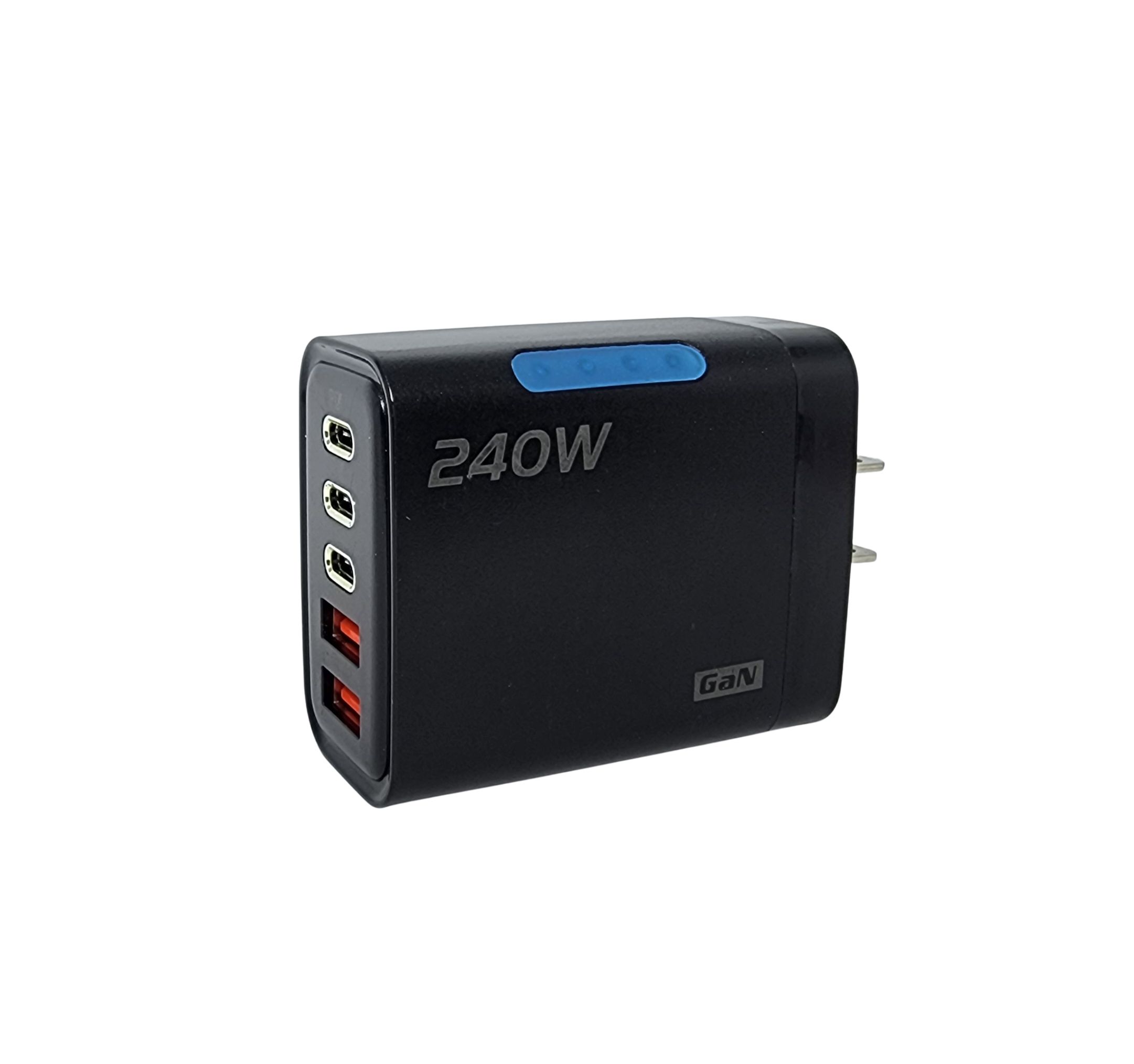 CARGADOR TIPO C 5 EN 1 240W DE CARGA RAPIDA PARA iPHONE SAMSUNG XIAOMI GAN NEGRO NUEVO