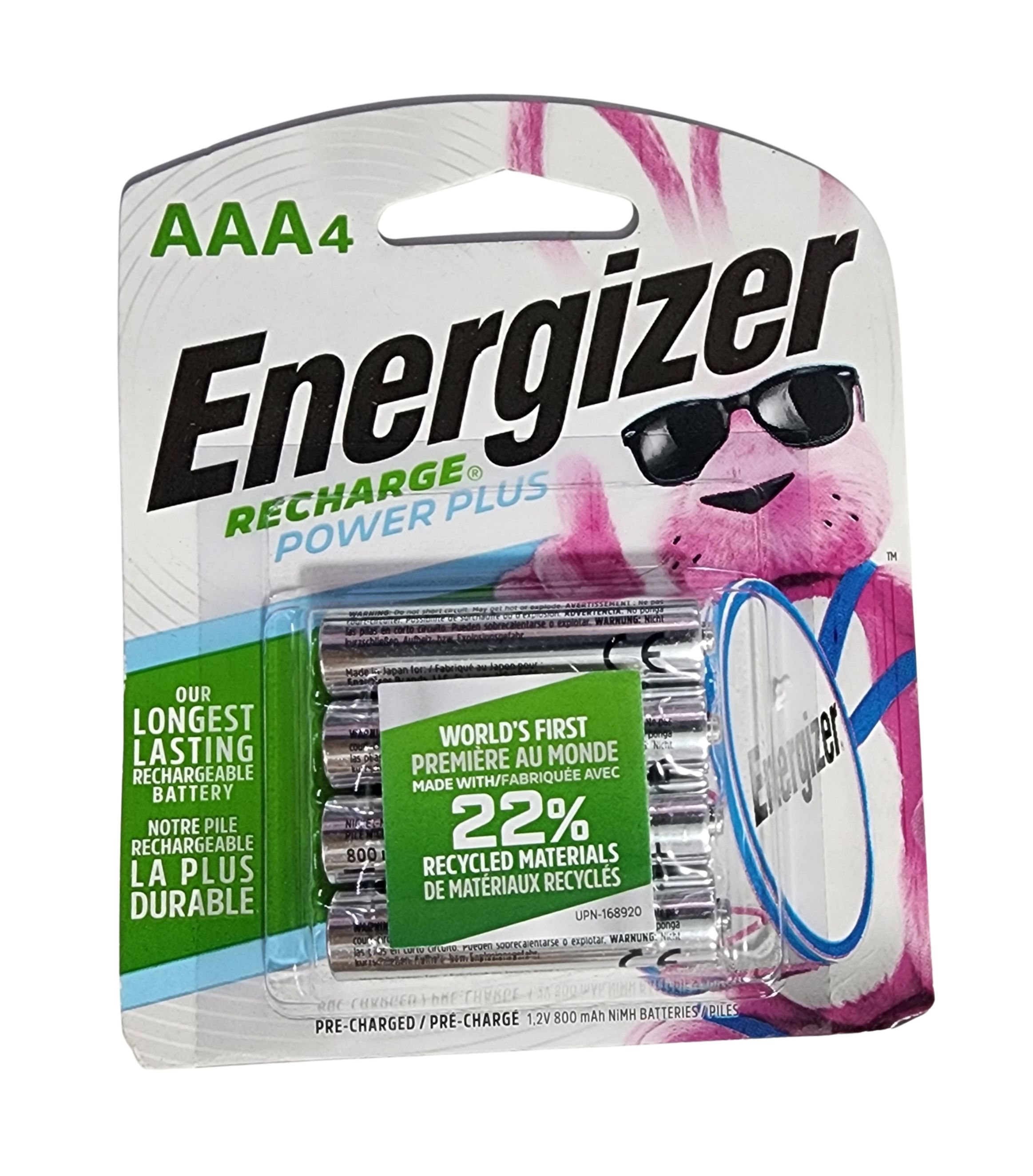 PACK DE 4 PILAS ENERGIZER RECARGABLES TRIPLE A (AAA) 1.2V 800mAh 